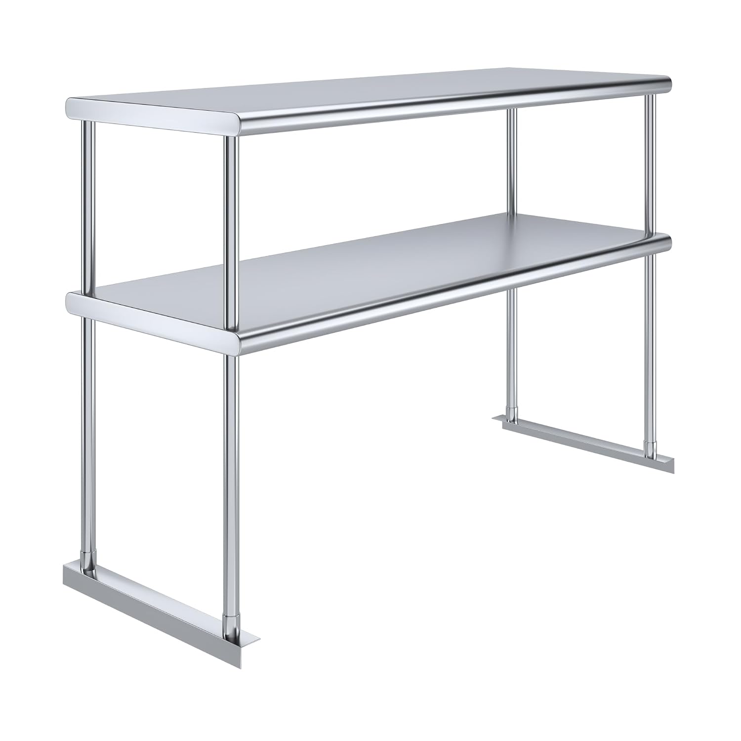 Commercial Kitchen Prep Table With Storage - 48인치 이중 스테인리스 스틸 테이블 장착형