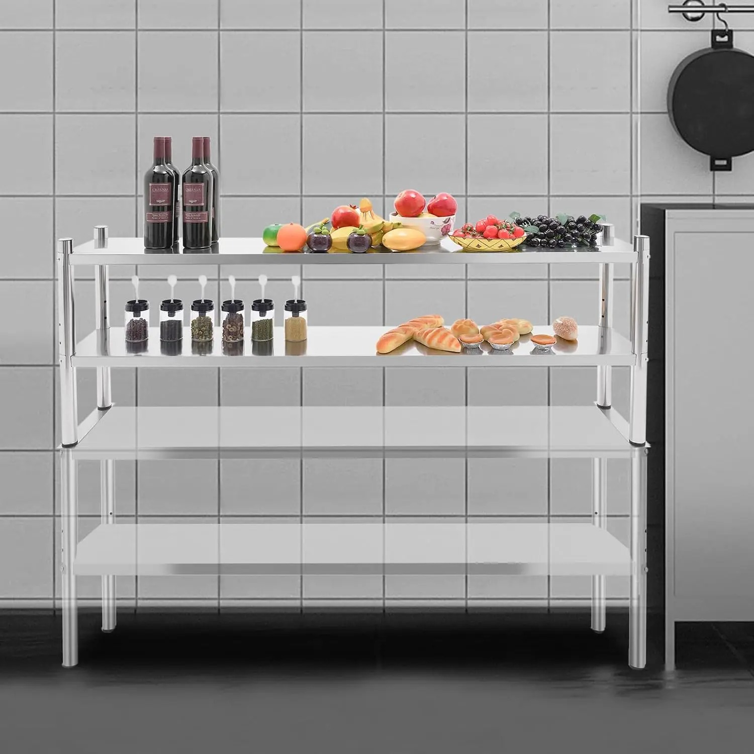 스테인리스 스틸 이중 선반, 12 * 60인치 상업용  - Commercial Kitchen Prep Table With Storage 리뷰 및 가격