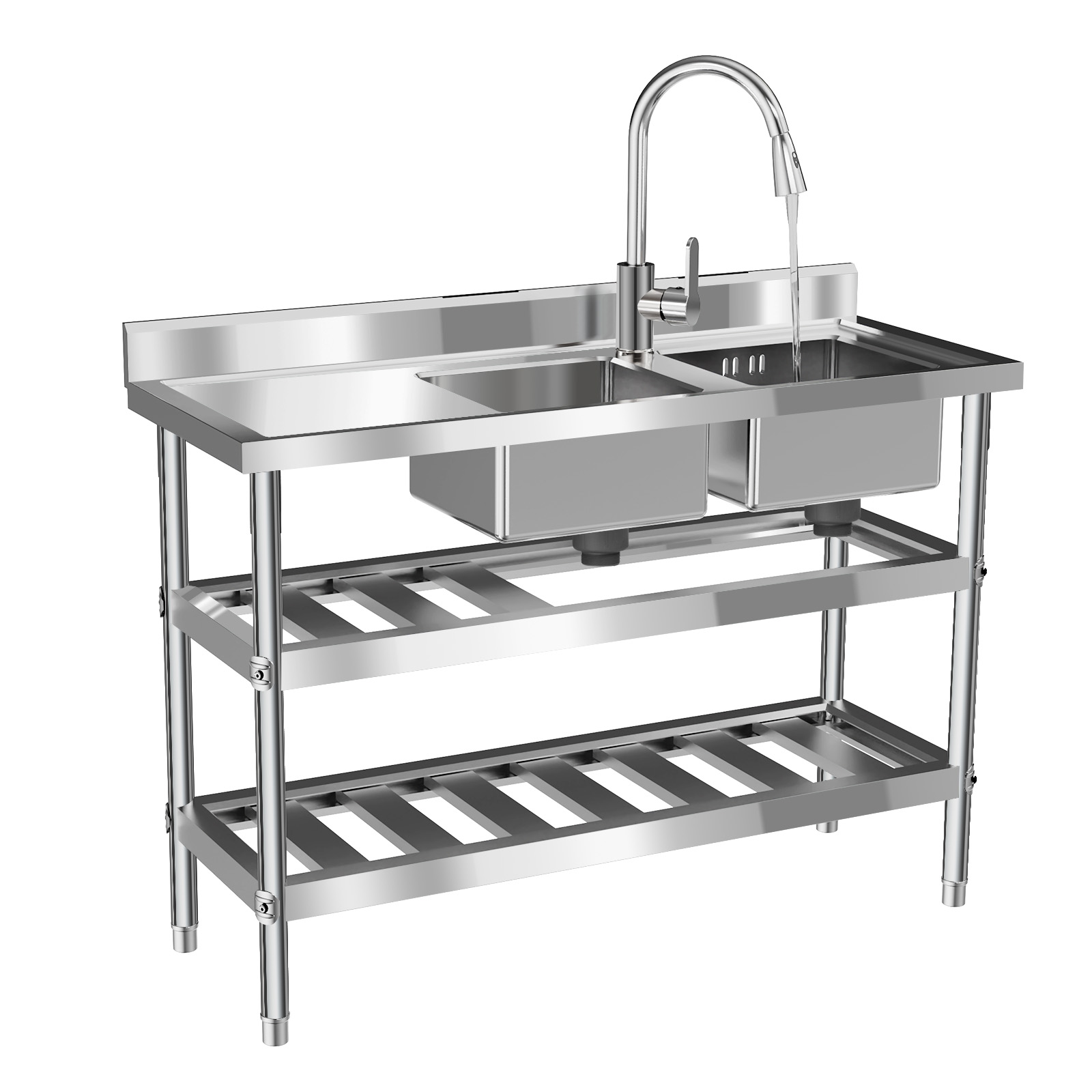 상업용 식당 싱크대, 스테인리스 스틸 이중볼 주방 싱크 - Commercial Kitchen Prep Table With Storage 리뷰 및 가격
