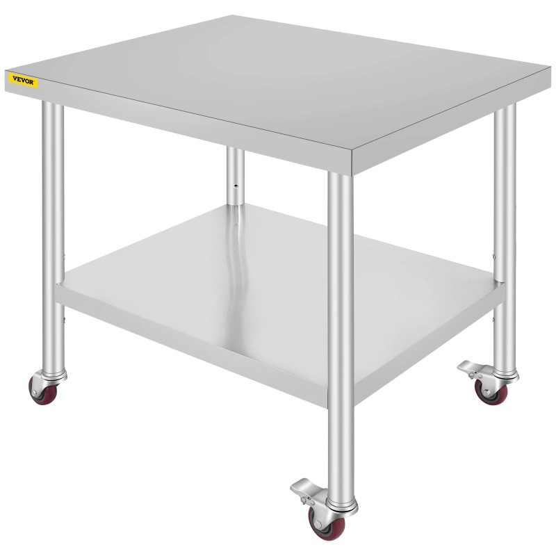 스테인리스 스틸 주방 준비대(4개 캐스터 휠 포함) 백 - Commercial Kitchen Prep Table With Storage 리뷰 및 가격